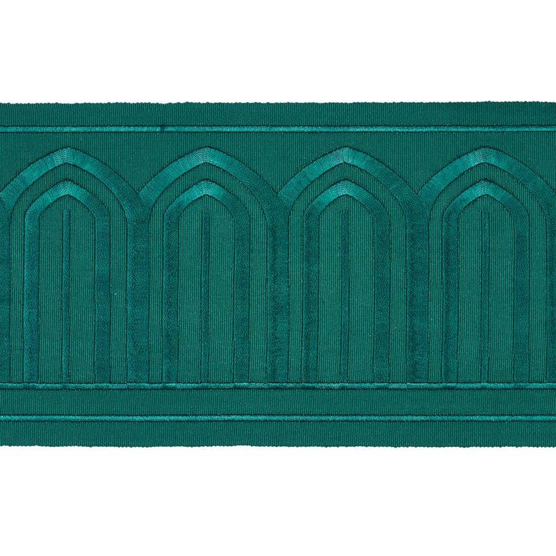 Schumacher Fabric Trim 70779 Arches Embroidered Tape Wide Emerald