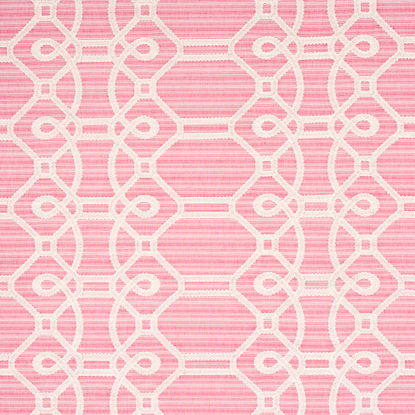 Schumacher Fabric 71935 Ziz Embroidery Pink