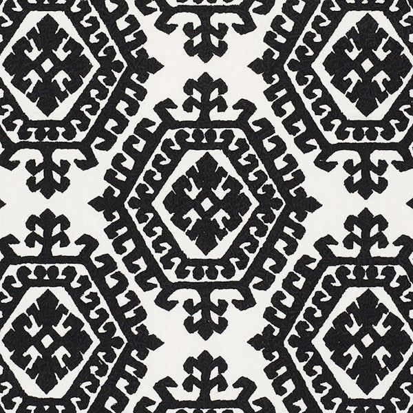 Schumacher Fabric 71942 Omar Embroidery Black