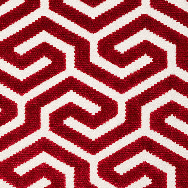 Schumacher Fabric 73105 Ming Fret Velvet Red