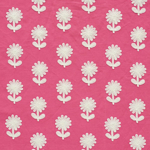 Schumacher Fabric 73481 Paley Embroidery Pink