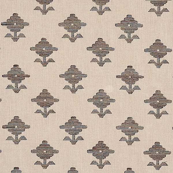 Schumacher Fabric 74165 Rubia Embroidery Brown