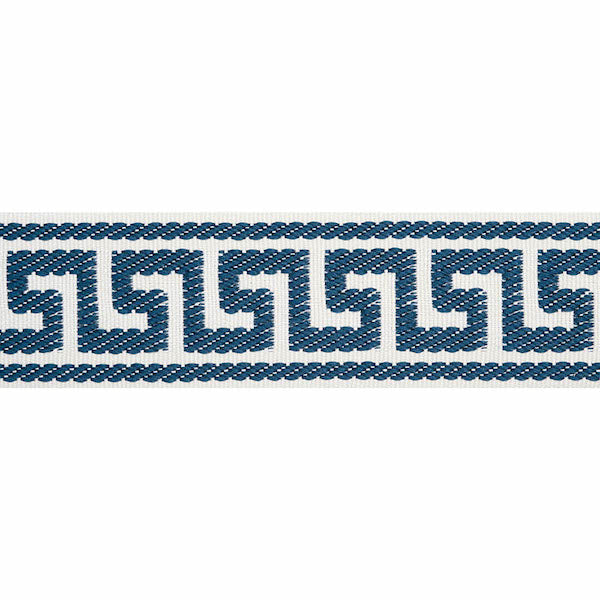 Schumacher Fabric Trim 74686 Etienne Silk Greek Key Narrow Navy