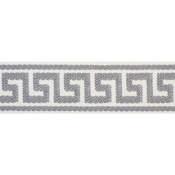 Schumacher Fabric Trim 74688 Etienne Silk Greek Key Narrow Grey