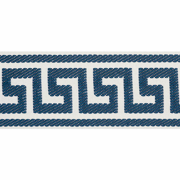 Schumacher Fabric Trim 74706 Etienne Silk Greek Key Navy