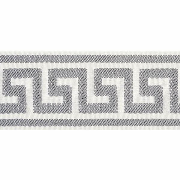 Schumacher Fabric Trim 74708 Etienne Silk Greek Key Grey