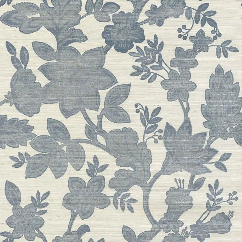 Phillip Jeffries Wallpaper 7488 Bohemia Smokey Blue On White Manila Hemp