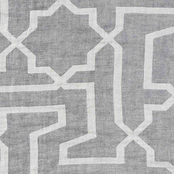 Schumacher Fabric 75870 Arabesque Maze Sheer Grey