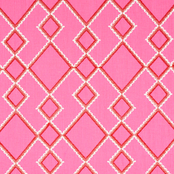 Schumacher Fabric 75890 Branson Embroidery Pink