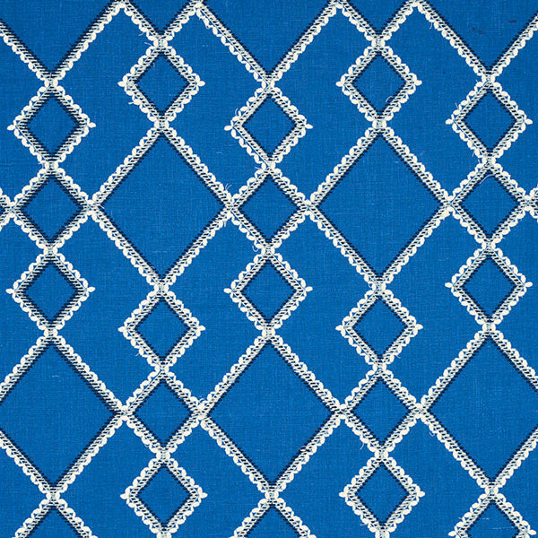 Schumacher Fabric 75891 Branson Embroidery Blue
