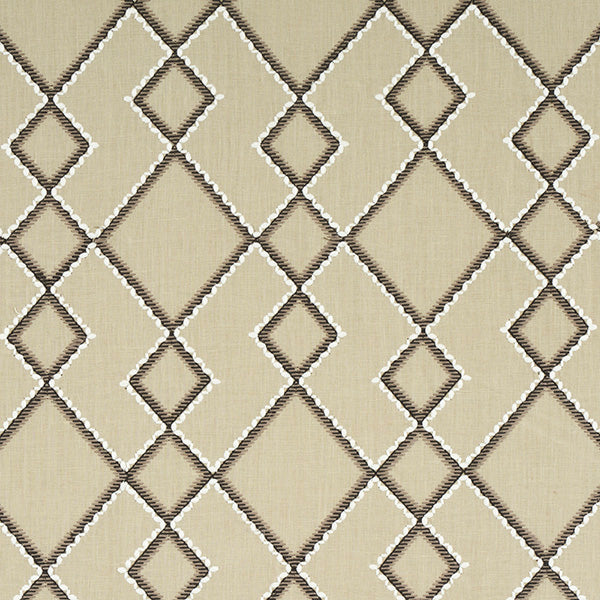 Schumacher Fabric 75892 Branson Embroidery Taupe