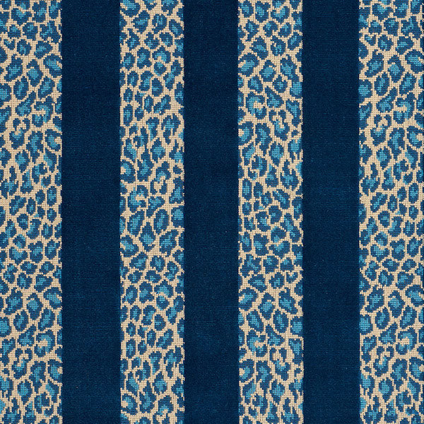 Schumacher Fabric 77140 Guepard Stripe Velvet Mediterranean