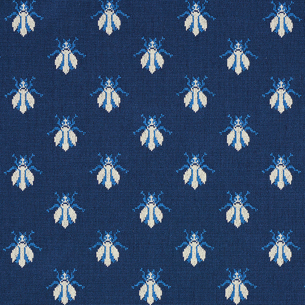 Schumacher Fabric 77411 Bee Epingle Blue