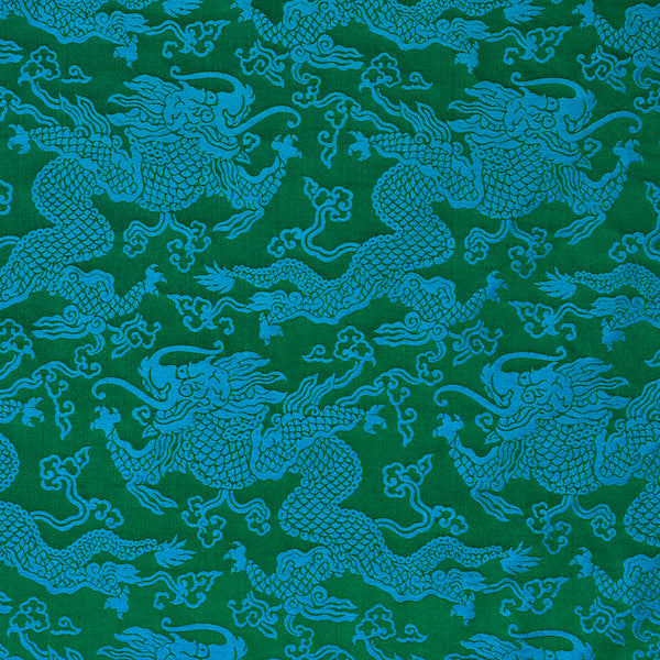 Schumacher Fabric 78100 Ruan Dragon Damask Emerald