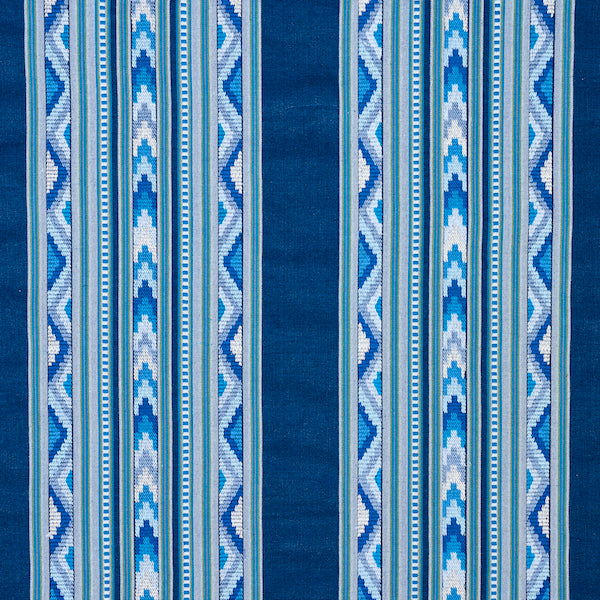 Schumacher Fabric 78390 Zarzuela Stripe Embroidery Indigo