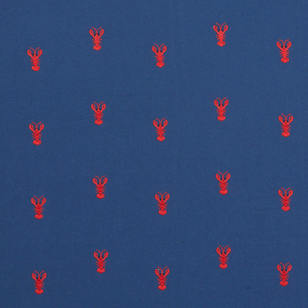 Schumacher Fabric 78800 Lobster Embroidery Navy
