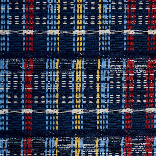 Schumacher Fabric 79072 Zealand Check Navy Multi