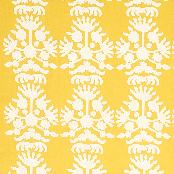 Schumacher Fabric 79471 Cybele Embroidery Yellow