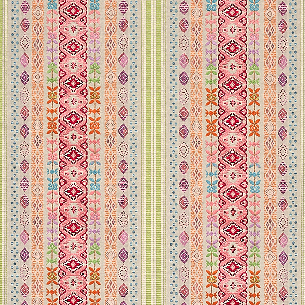 Schumacher Fabric 79682 Cosima Embroidery Pink Multi