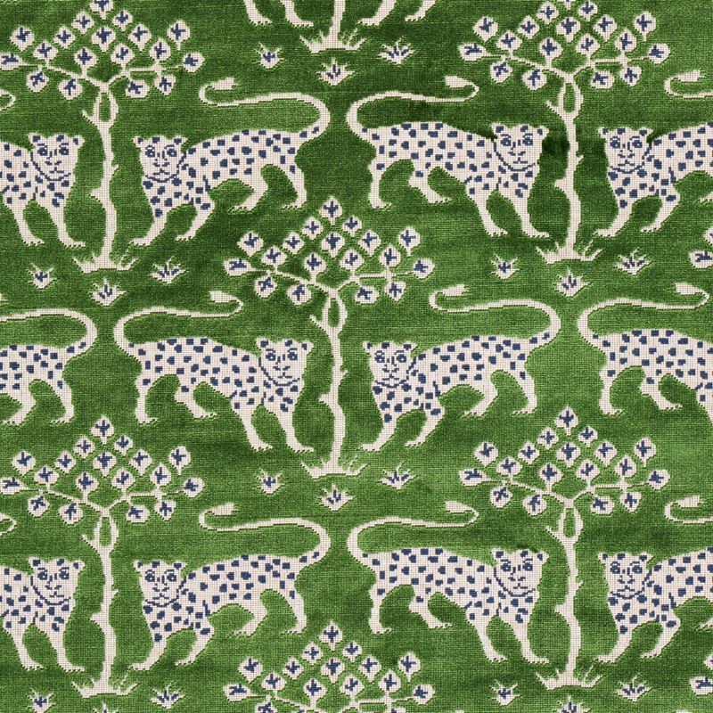 Schumacher Fabric 80084 Woodland Leopard Velvet Emerald
