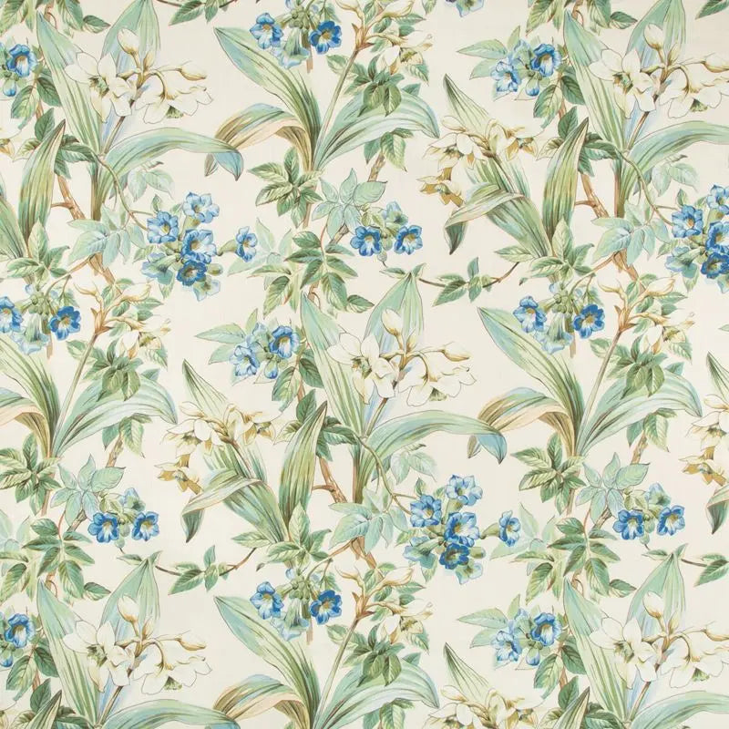 Brunschwig & Fils Fabric 8018117.5 Daffodil and Vine Blue