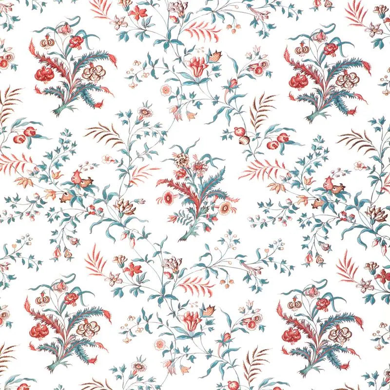 Brunschwig & Fils Fabric 8023107.517 Chancay Print Teal/Rose