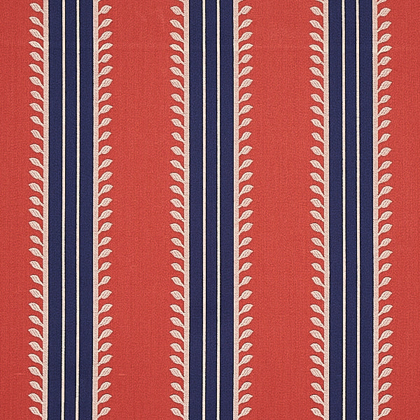 Schumacher Fabric 80721 Etruscan Stripe Red & Blue