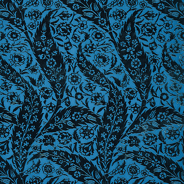 Schumacher Fabric 80780 Saz Paisley Velvet Blue