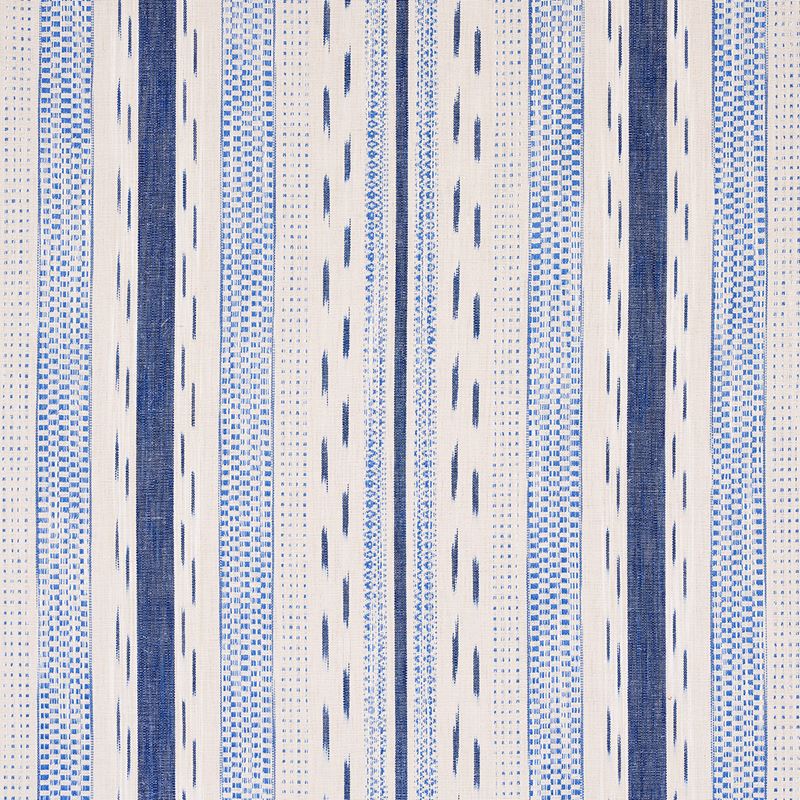 Schumacher Fabric 82110 Mirza Ikat Stripe Blue On Natural