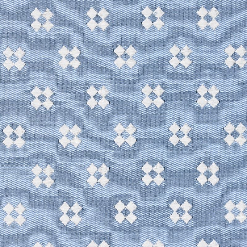 Schumacher Fabric 82122 Thandie Embroidery Ivory On Chambray