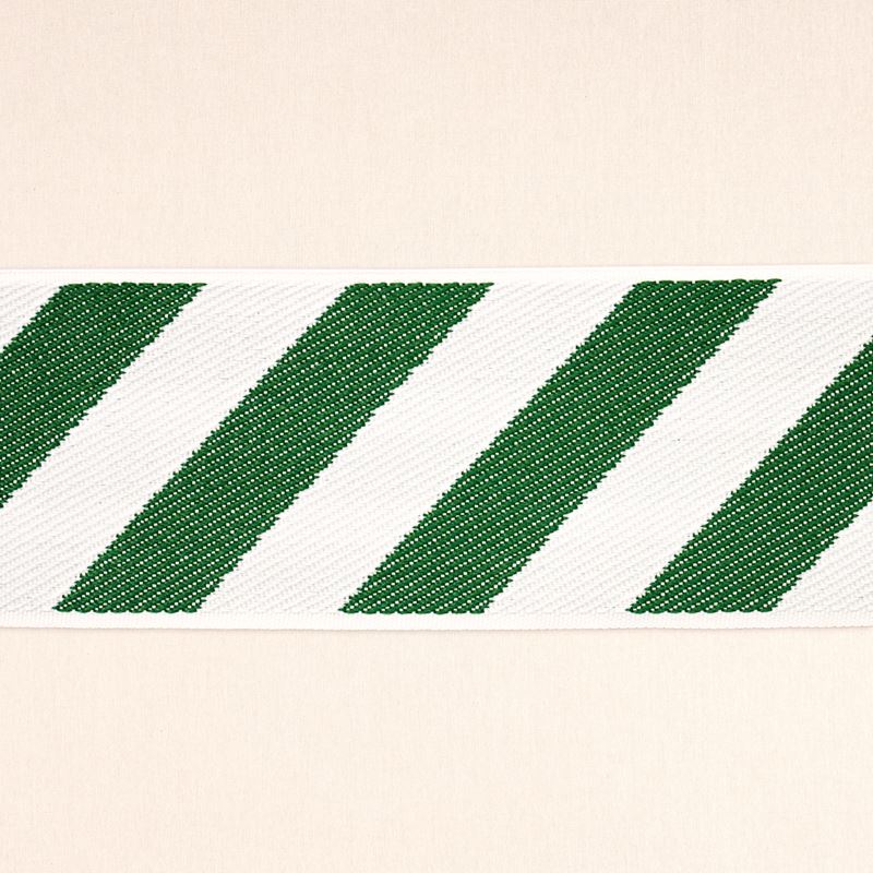 Schumacher Fabric Trim 82432 Airmail II Indoor/Outdoor Tape Green and Ivory