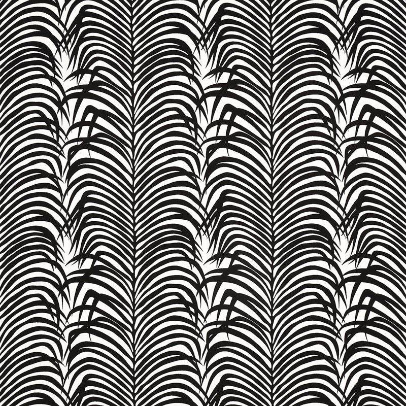 Schumacher Fabric 82782 Zebra Palm Indoor/Outdoor Black
