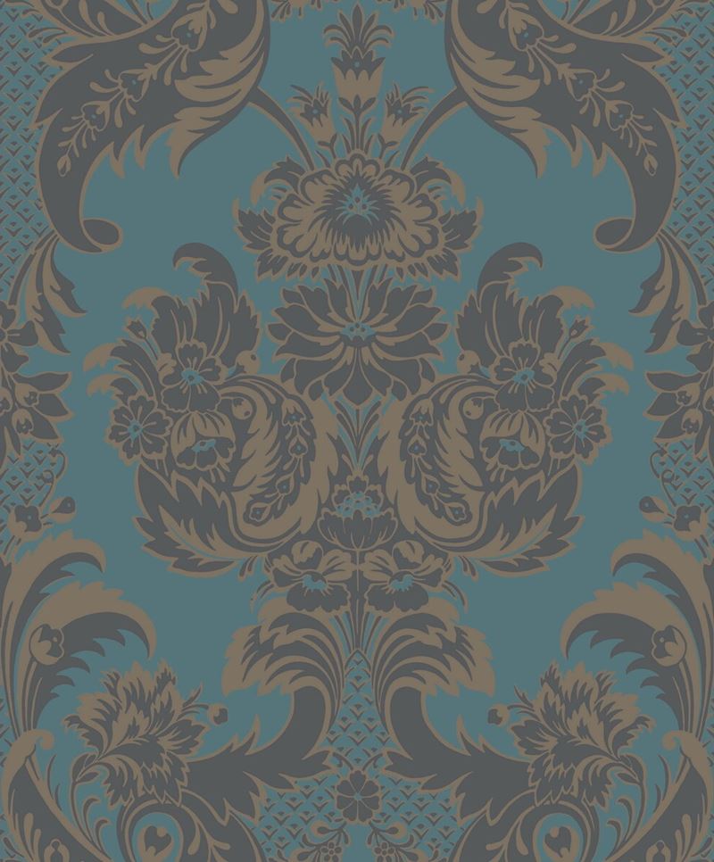 Cole & Son Wallpaper 94/3017.CS Wyndham Teal and Charcoal