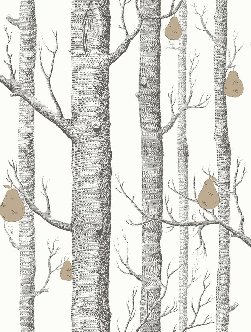 Cole & Son Wallpaper 95/5027.CS Woods & Pears Blk/Wht/Brnz
