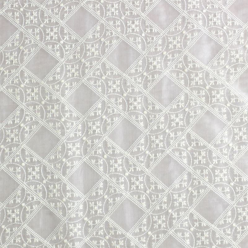 Scalamandre Fabric AU 00032580 Broderies Villers Sheer Ivory