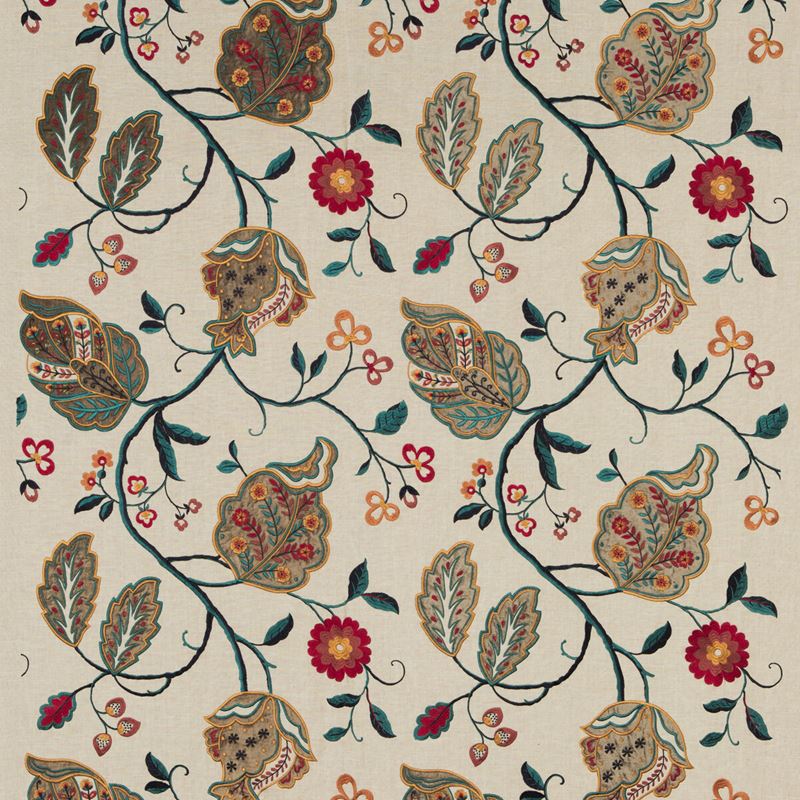 G P & J Baker Fabric BF10531.4 Calthorpe Red/Olive/Teal