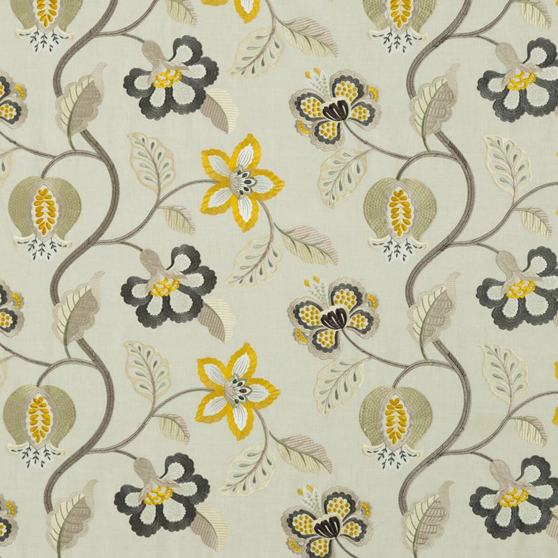 G P & J Baker Fabric BF10532.4 Elvaston Graphite/Citron