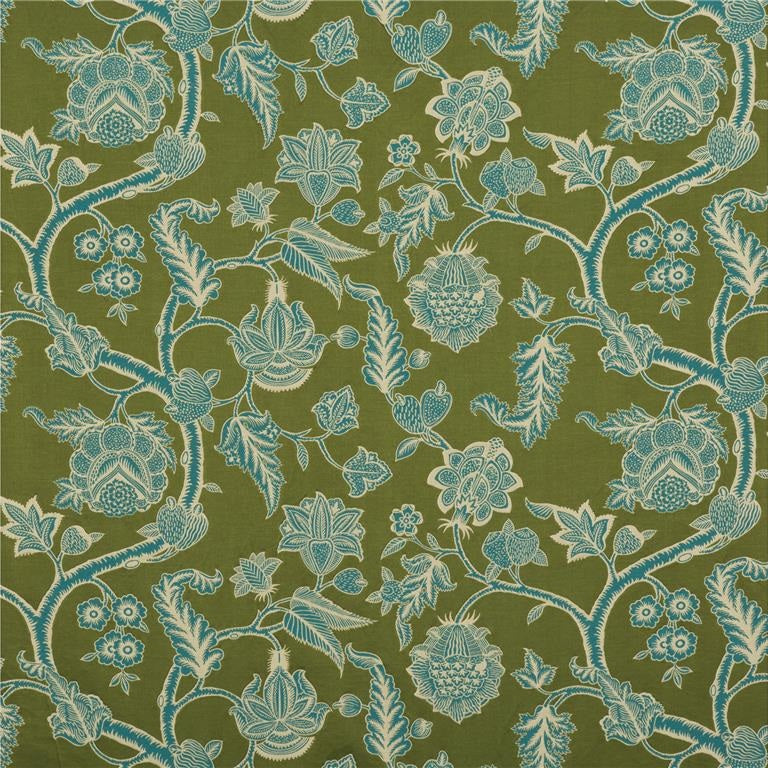 G P & J Baker Fabric BF10586.795 Kelway Moss/Teal