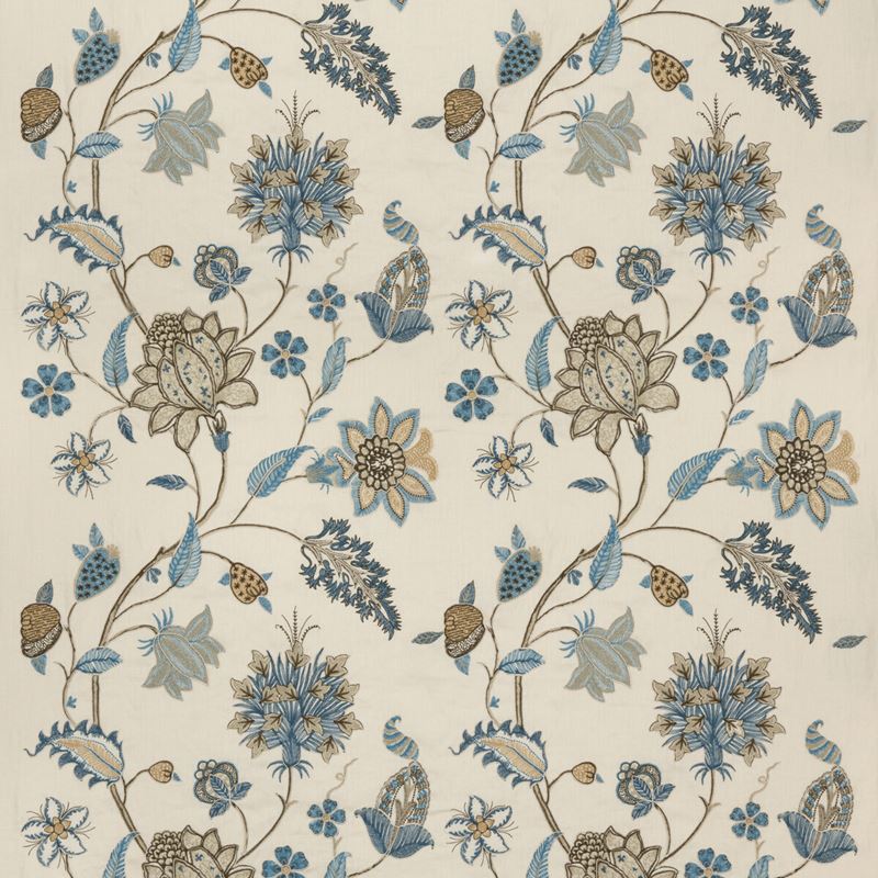 G P & J Baker Fabric BF10784.3 Baker's Indienne Embroidery Soft Blue