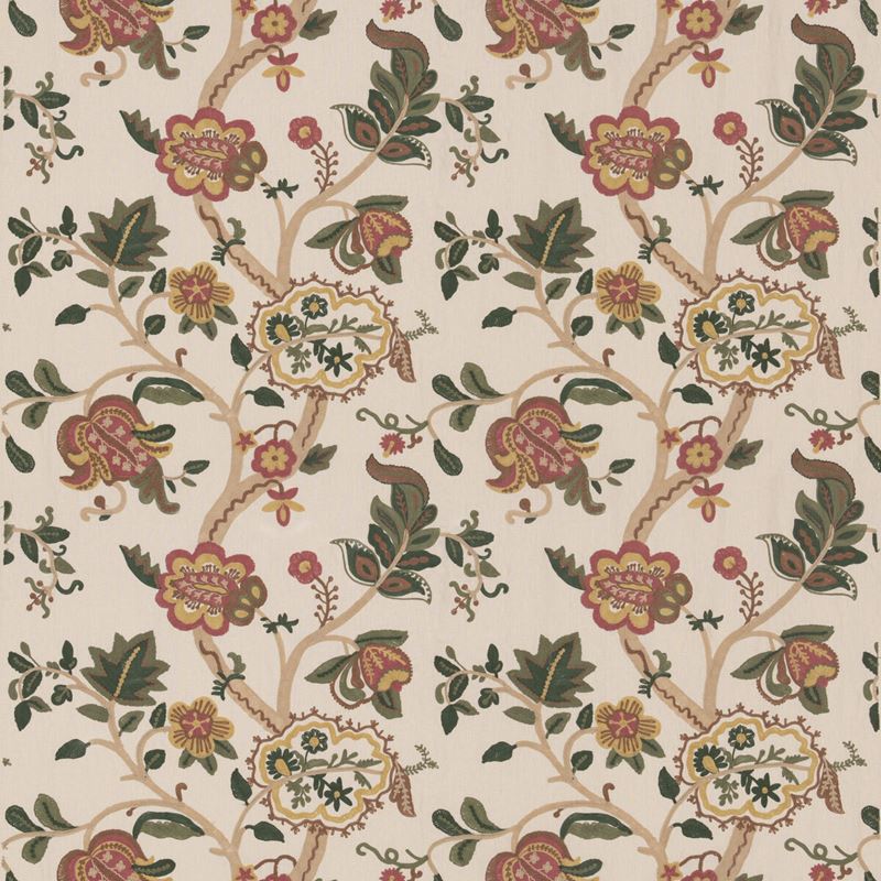 G P & J Baker Fabric BF11022.1 Chewton Rose/Green