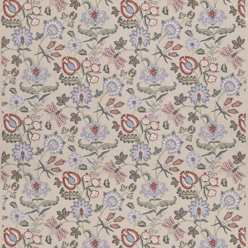 G P & J Baker Fabric BF11033.1 Snowhill Green/Russet