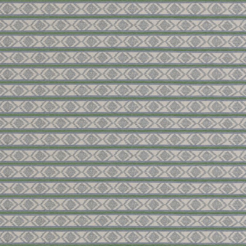 G P & J Baker Fabric BF11034.7 Burford Stripe Blue/Green