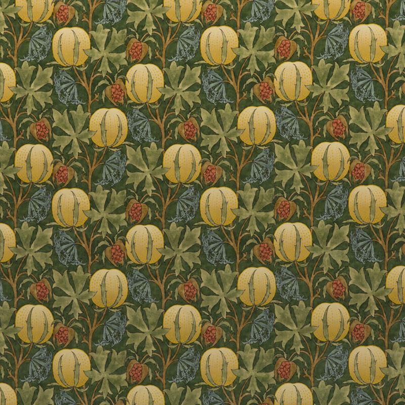 G P & J Baker Fabric BP10625.1 Pumpkins Velvet Green/Terracotta
