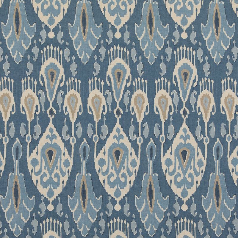 G P & J Baker Fabric BP10853.1 Ikat Bokhara Blue