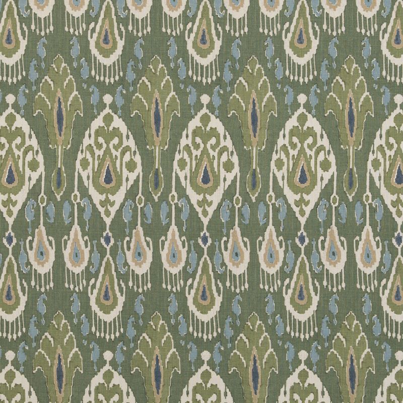 G P & J Baker Fabric BP10939.2 Ikat Bokhara Linen Emerald