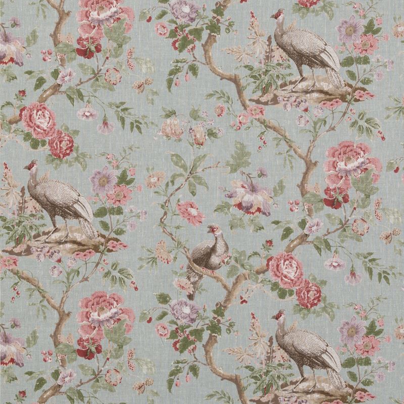 G P & J Baker Fabric BP10949.4 Broughton Rose Aqua