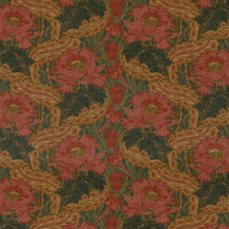 G P & J Baker Fabric BP10970.1 Brantwood Velvet Rose/Green