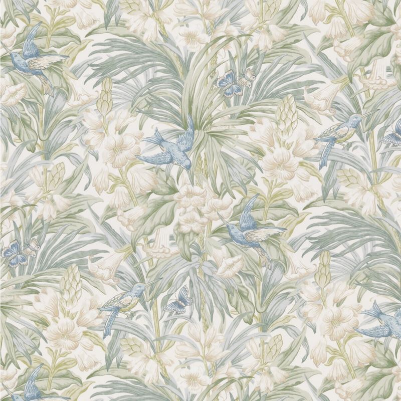 G P & J Baker Fabric BP10976.3 Trumpet Flowers Cotton Blue/Green