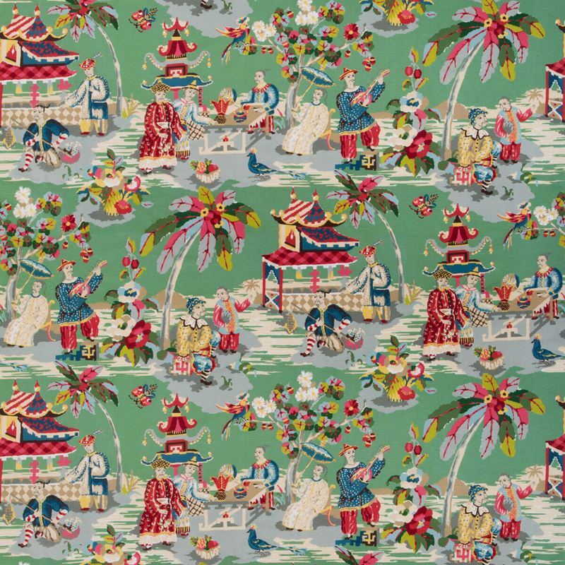 Brunschwig & Fils Fabric BR-79601.133 Xian Linen & Cotton Print Jade