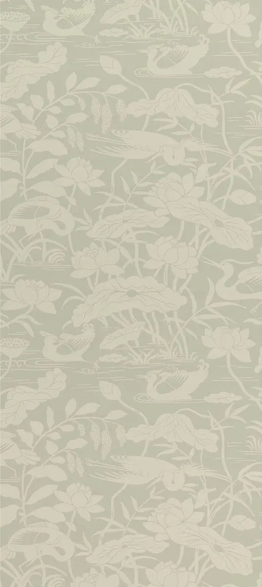 G P & J Baker Wallpaper BW45089.3 Heron & Lotus Flower Aqua